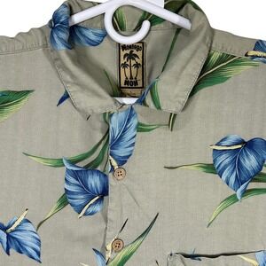Montego Mon Silk Tropical Floral Button Up Short Sleeve Shirt Men's Large‎